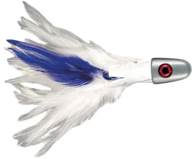 C&H No Alibi Trolling Feather Lure - 4 Oz. - White/Blue