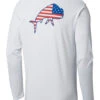 Columbia PFG Terminal Tackle Americana Fish LS Shirt White/Dorado 2XL