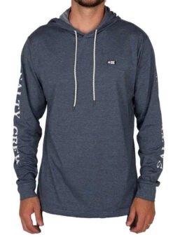 Salty Crew Deckhand Hood Tech T-Shirt - Navy - Medium